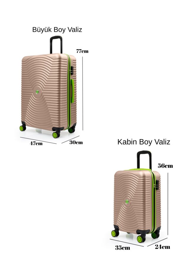 2'li Valiz Seti Büyük Boy - Kabin Boy Altın 1169