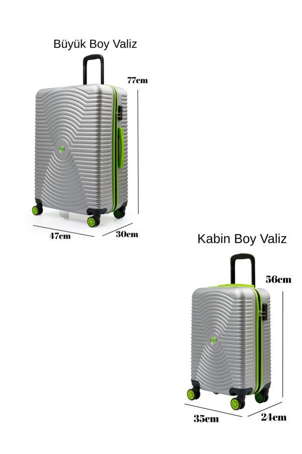2'li Valiz Seti Büyük Boy - Kabin Boy Gri 1169