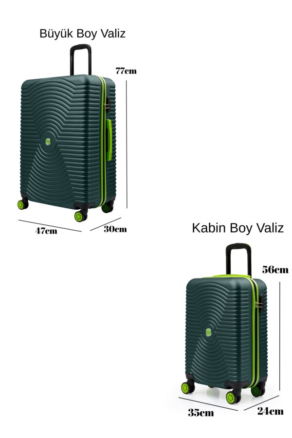 2'li Valiz Seti Büyük Boy - Kabin Boy Haki 1169