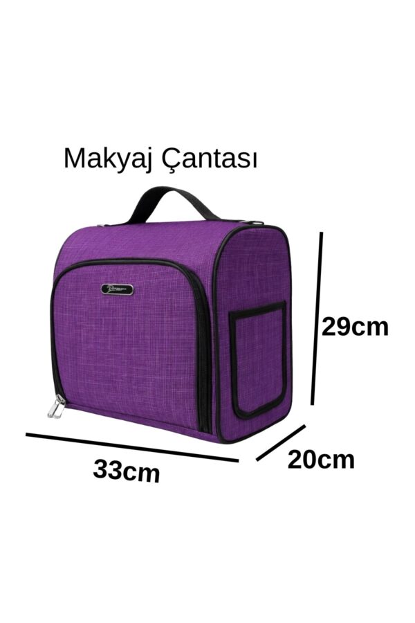 2'li Valiz Seti Büyük Boy - Kabin Boy - Makyaj Mor 1081
