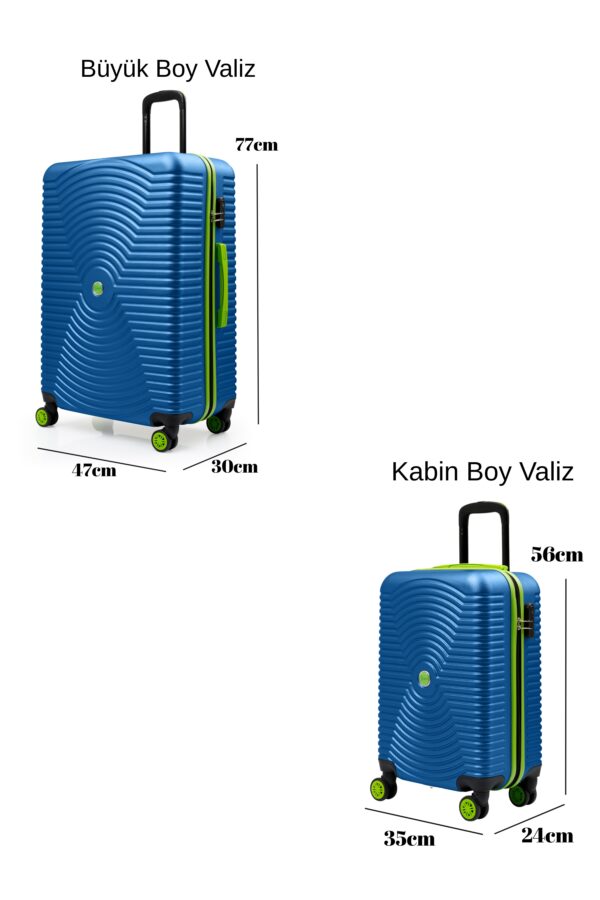 2'li Valiz Seti Büyük Boy - Kabin Boy Mavi 1169