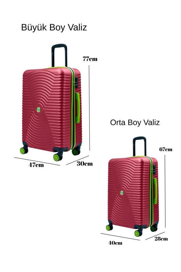 2'li Valiz Seti Büyük Boy - Orta Boy Bordo 1169