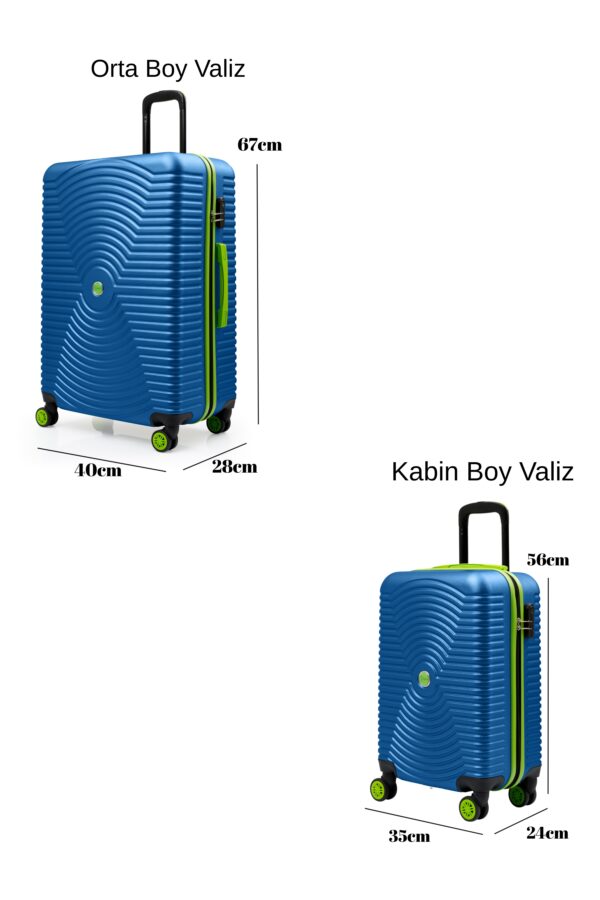 2'li Valiz Seti Orta Boy - Kabin Boy Mavi 1169