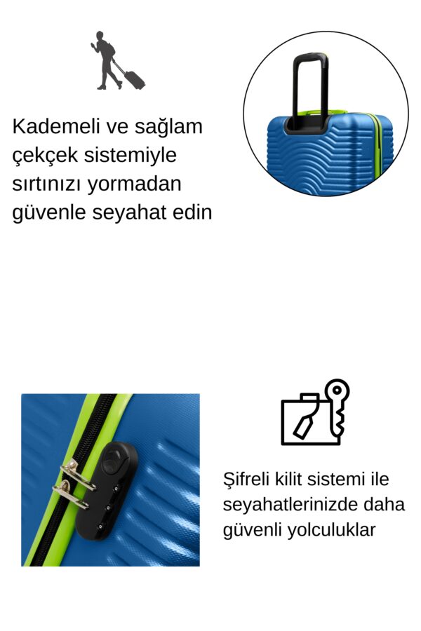 2'li Valiz Seti Orta Boy - Kabin Boy Mavi 1169