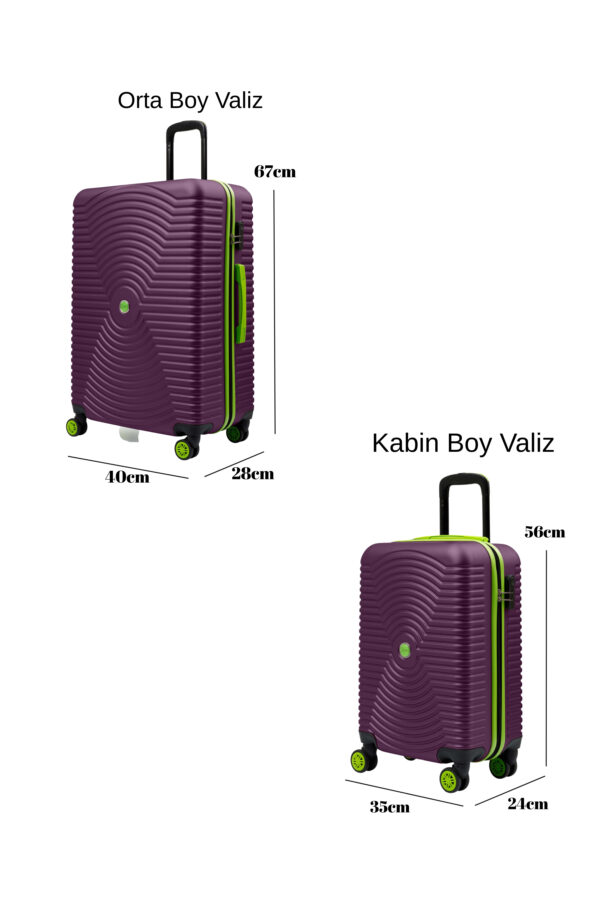 2'li Valiz Seti Orta Boy - Kabin Boy Mor 1169