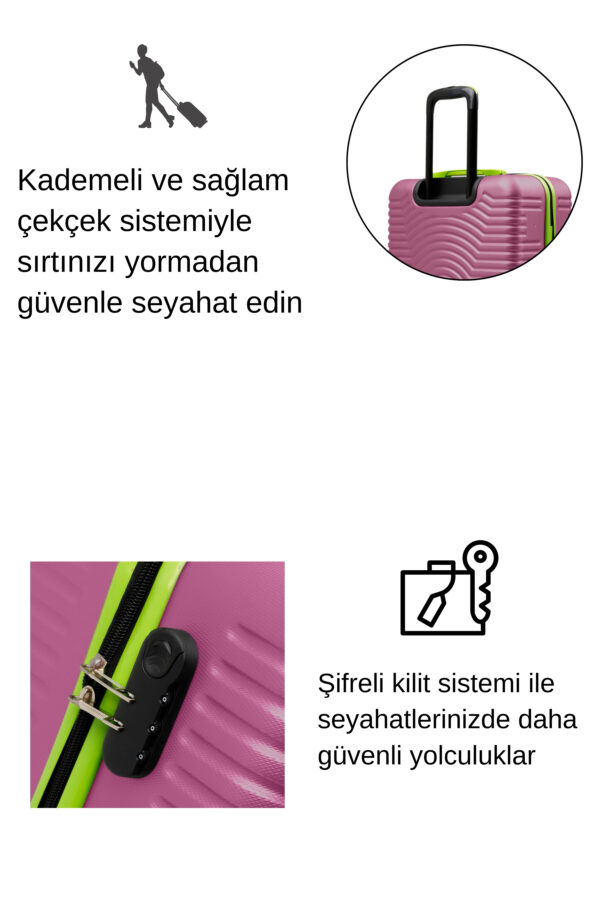 2'li Valiz Seti Orta Boy - Kabin Boy Pembe 1169