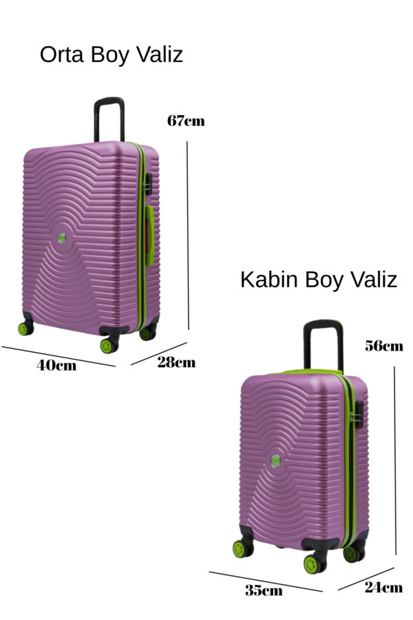2'li Valiz Seti Orta Boy - Kabin Boy Rose 1169