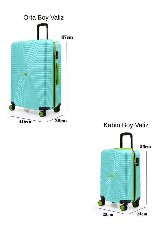 2'li Valiz Seti Orta Boy - Kabin Boy Su Yeşili 1169