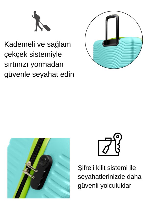 2'li Valiz Seti Orta Boy - Kabin Boy Su Yeşili 1169
