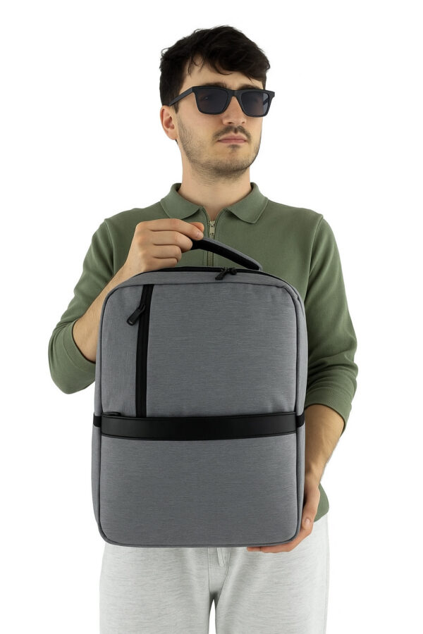 3 Bölmeli Okul Sırt Çantası (Laptop Bölmeli) Gri 2122