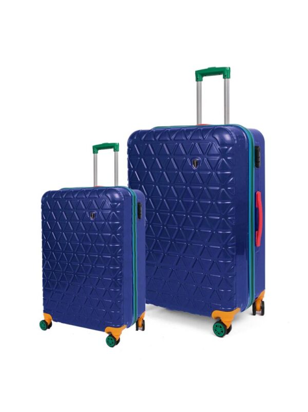 Büyük Ve Kabin Boy 2'li Valiz Seti %100 Polikarbon Valiz 4x2 Teker Lacivert 1089