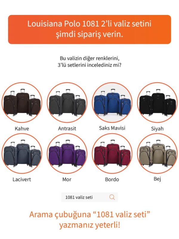2’li Valiz Seti Büyük + Kabin Boy Kumaş Valiz Körüklü Geniş Hacimli 4 Teker Turkuaz 1081