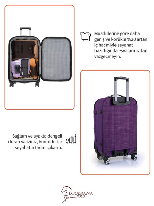 kabin-boy-4-teker-kumas-valiz-mor-1081-138291.jpg Kabin Boy Kumaş Valiz Körüklü Geniş Hacimli Su Geçirmez 4 Tekerlekli Hafif Dayanıklı Mor 1081