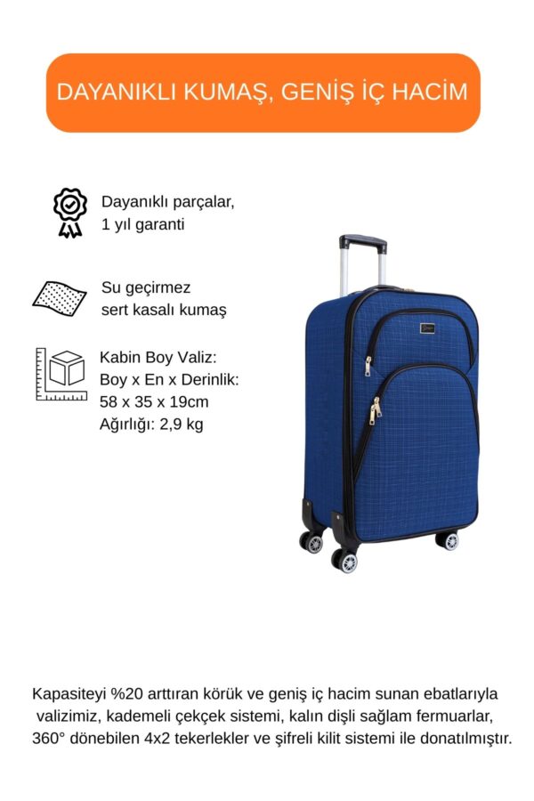kabin-boy-4-teker-kumas-valiz-saks-mavi-1081-138489.jpg Kabin Boy Kumaş Valiz Körüklü Geniş Hacimli Su Geçirmez 4 Tekerlekli Hafif Dayanıklı Saks Mavi 1081