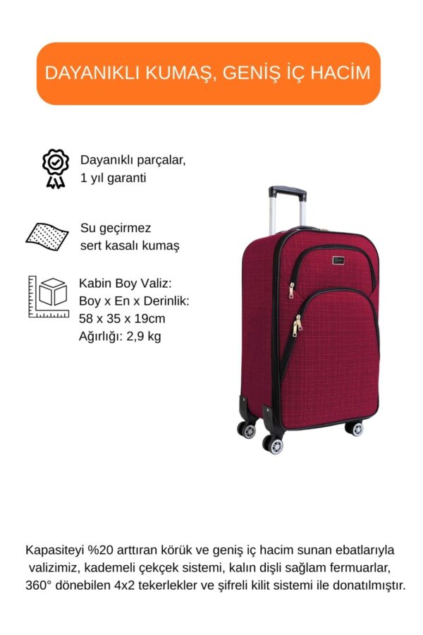 Kabin Boy Valiz + Makyaj Çanta Bordo 1081