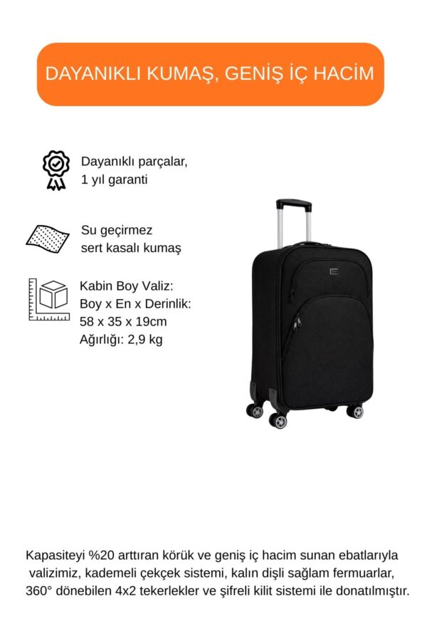 Kabin Boy Valiz + Makyaj Çanta Siyah 1081