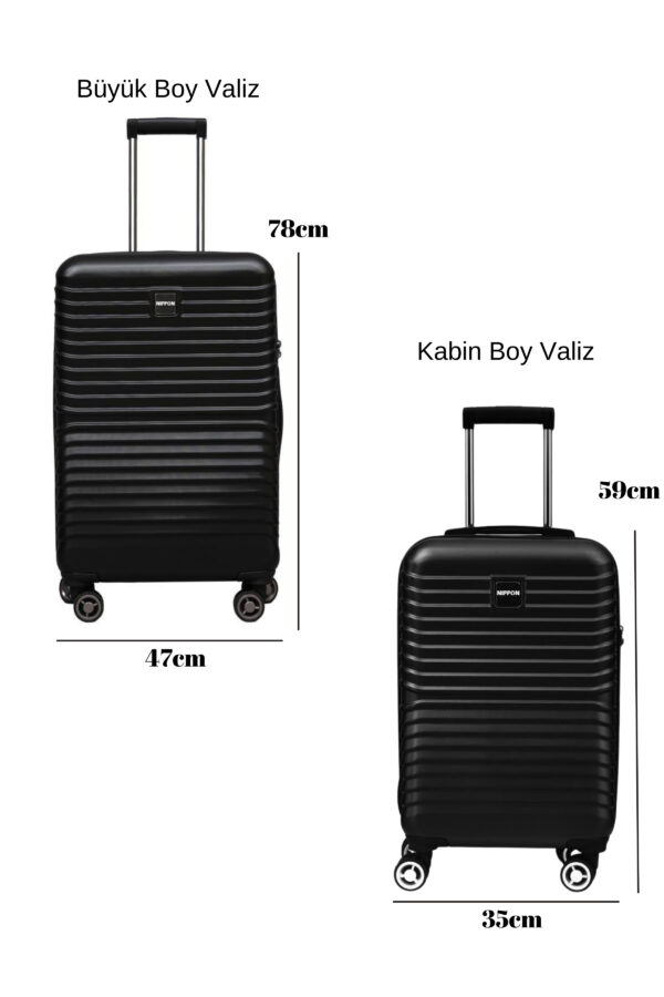 1088 kabin kopyası (1200 x 1800 piksel) kopyası kopyası - 4 NIPPON 2'li Valiz Seti Polikarbon Büyük Boy – Kabin Boy Valiz Siyah 1811