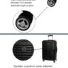 NIPPON Büyük Boy Valiz %100 Polikarbon Geniş Hacimli Ultra Hafif Darbe Dayanıklı 4 Tekerlekli Siyah 1819