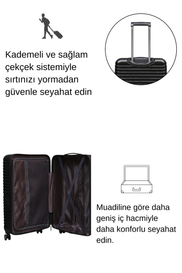 NIPPON Orta Boy Valiz %100 Polikarbon Geniş Hacimli Ultra Hafif Darbe Dayanıklı 4 Tekerlekli Siyah 1811