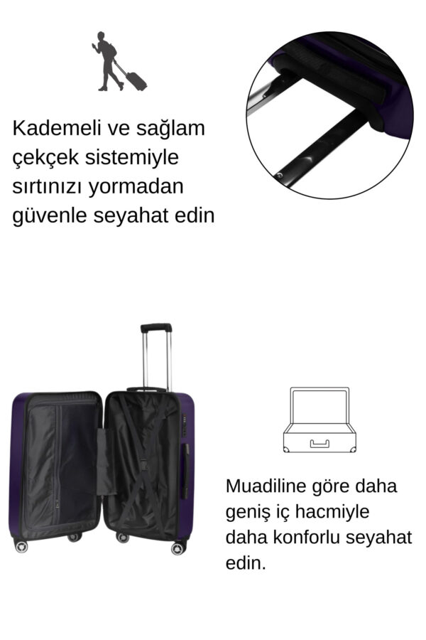 Orta Boy %100 Polikarbon Valiz Parlak Mor 1815