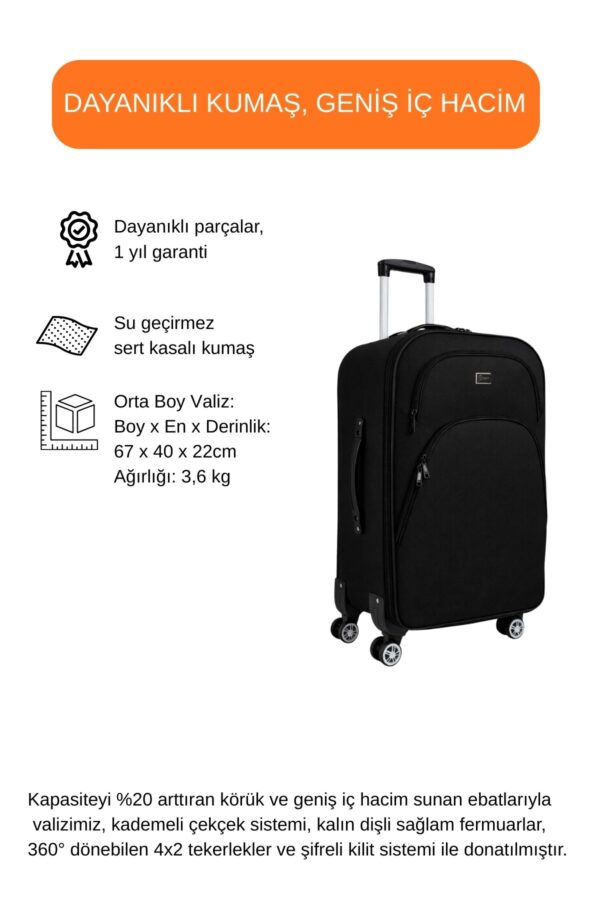 orta-boy-4-teker-kumas-valiz-siyah-1081-138596.jpg Orta Boy Kumaş Valiz Körüklü Geniş Hacimli Su Geçirmez 4 Tekerlekli Hafif Dayanıklı Siyah 1081