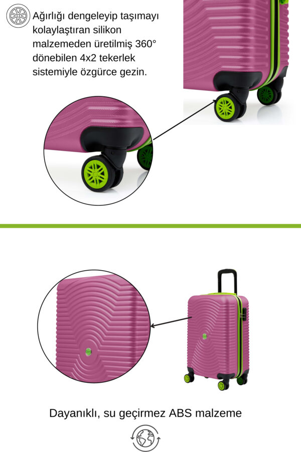 Orta Boy Valiz 4x2 Teker Pembe 1169
