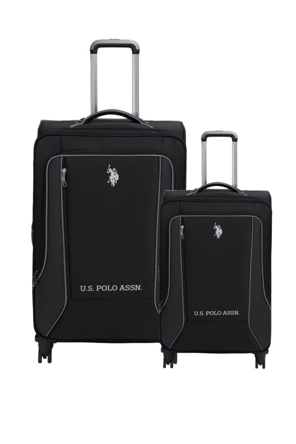 U.S. Polo Assn. 2'li Valiz Seti Büyük ve Kabin Boy Lüx Kumaş Valiz Siyah 24020