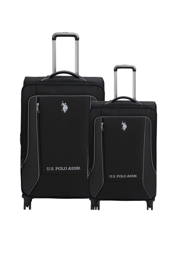 U.S. Polo Assn. 2'li Valiz Seti Orta ve Kabin Boy Lüx Kumaş Valiz Siyah 24020