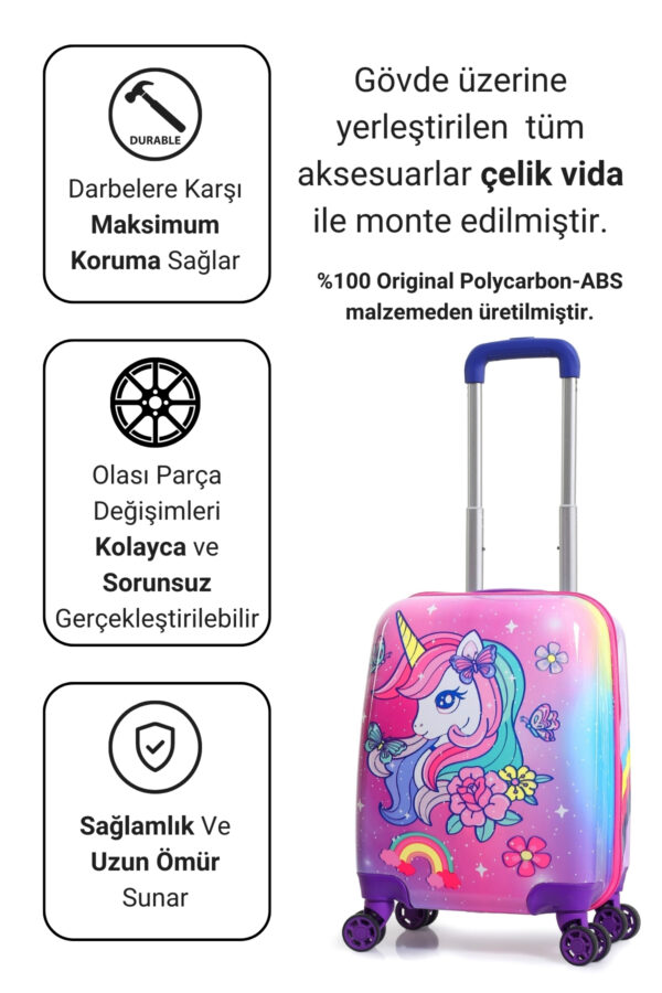 Unicorn Policarbon Çocuk Valizi Mor-Pembe 0249