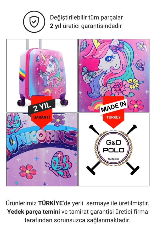Unicorn Policarbon Çocuk Valizi Mor-Pembe 0249