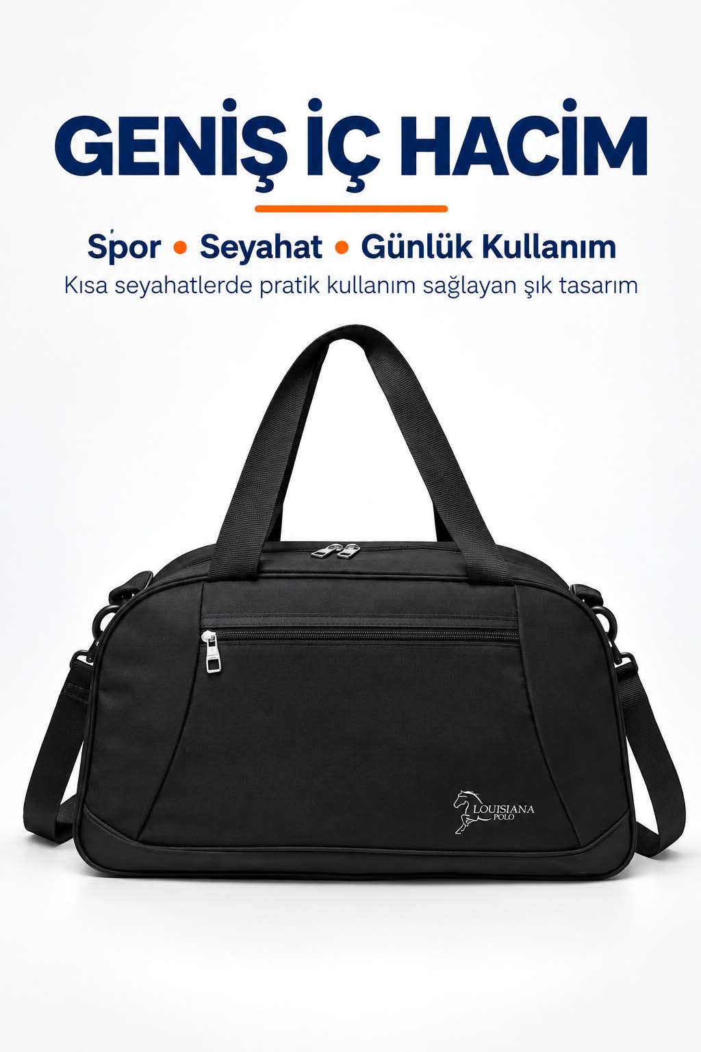 El Valizi Spor Seyahat Çantası Orta Boy 50cm Siyah 6671